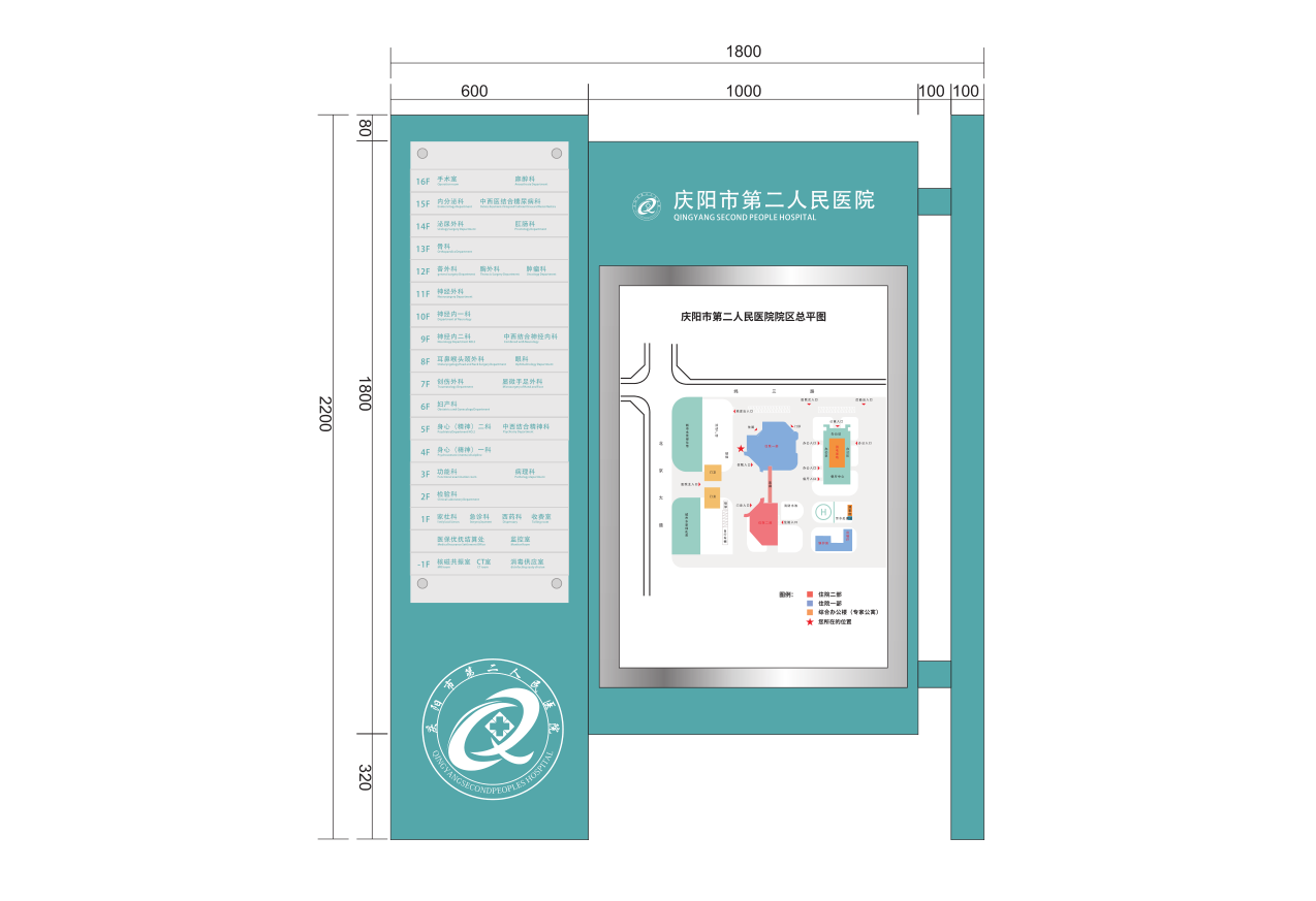 庆阳医院平面导视图立牌